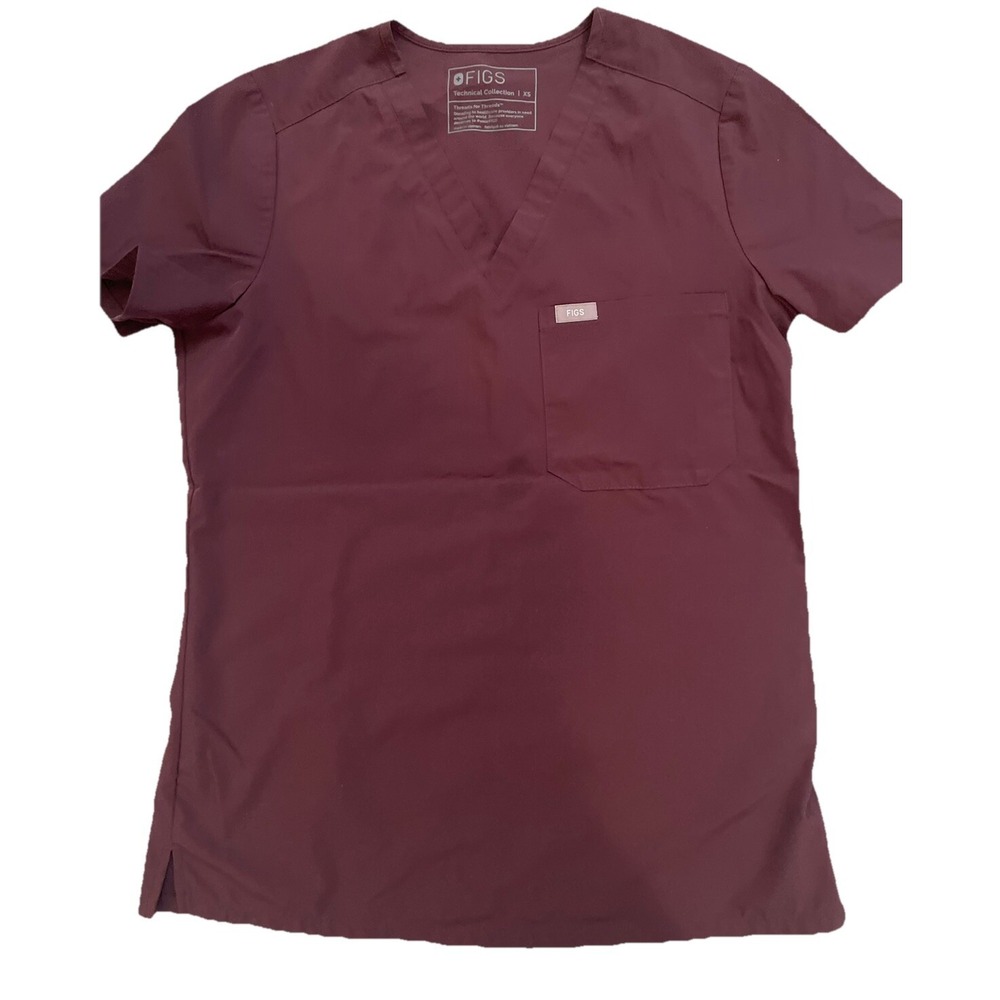 Figs Freex Womens Scrubs Top Eggplant One Pocket Size Xs